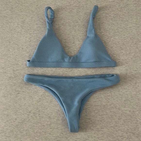 NEVER WORN Zaful Baby Blue Textured Bikini Never Worn